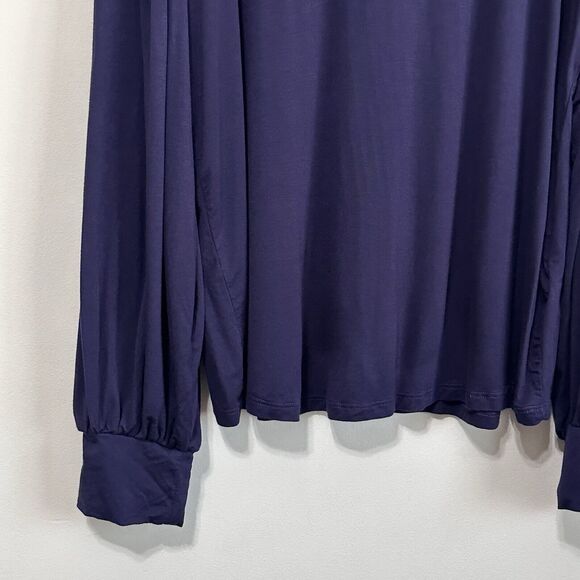 Modcloth Jersey Tee XL Violet Blue Balloon Sleeve Boat Neck Pullover SOFT Casual - Picture 2 of 10
